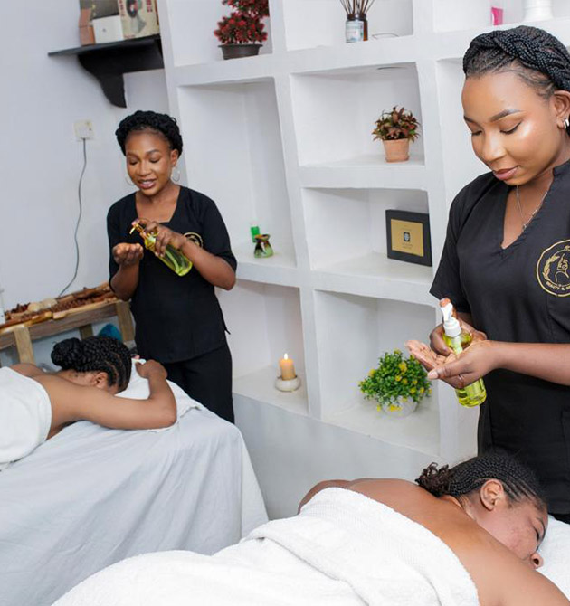 Portrait of smiling young woman bathing and taking care of her b