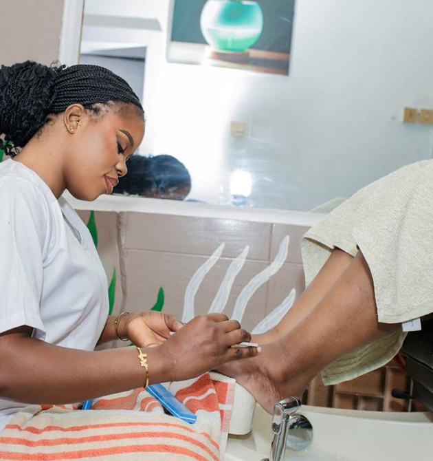 Portrait of smiling young woman bathing and taking care of her b